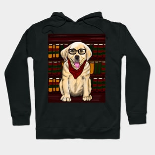 Books bookworm reader among books funny cute reading book nerd Golden Labrador retriever puppy dog Librarian Hoodie